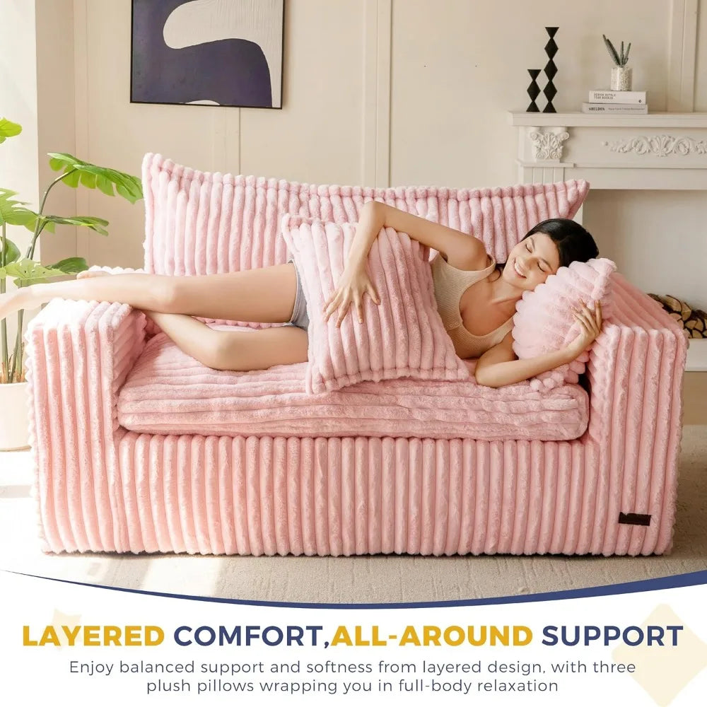 PINK Upholstered Bean Bag Chair