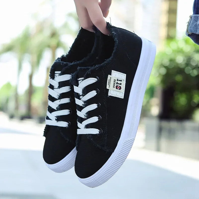 Spring Summer Women Canvas Sneaker Low Top Denim Sneakers Ladies