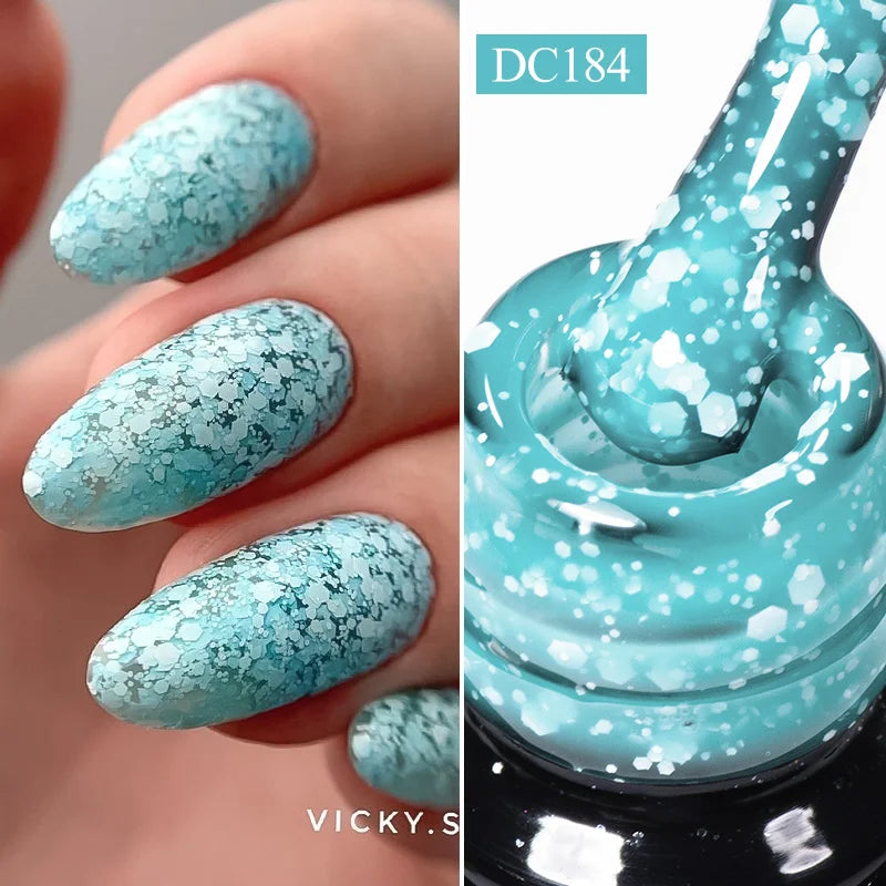 Mtssii 7ml Neon Snowflake Gel Nail Polish Fluorescent Gel UV LED Semi Permanent Glitter Snow Sequins Nails Art Design Varnishes