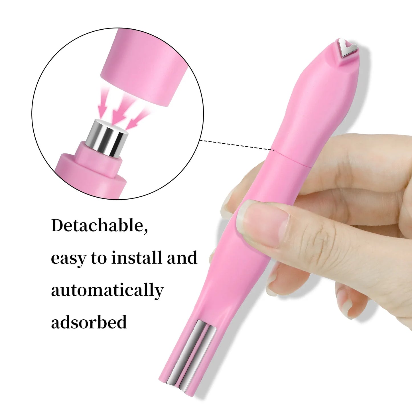 1Pcs 3-In-1 Heart Shape Cat Eye Nail Art Magnet Double Line Moon Snake Pattern French Nail Magnetic Pen Gel Polish Manicure Tool