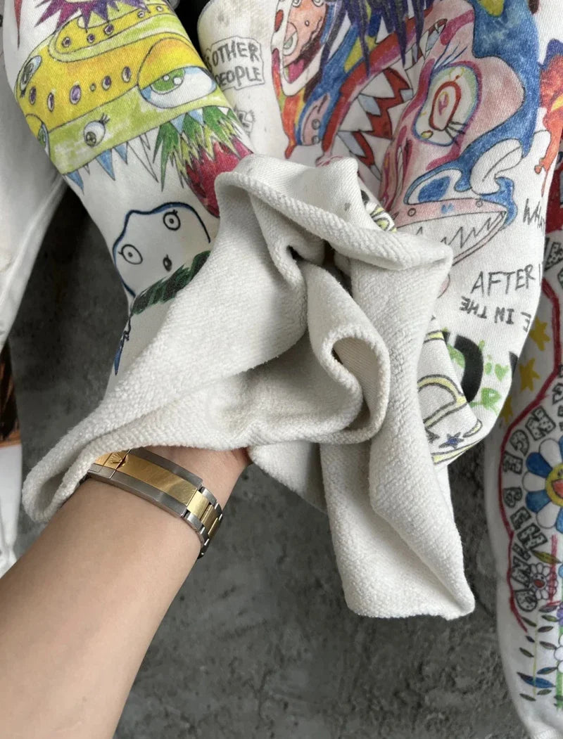 Saint Graffiti Loose Hoodie High Street Women's Men's Casual Full Print Hoody Sweatshirts Haikyuu