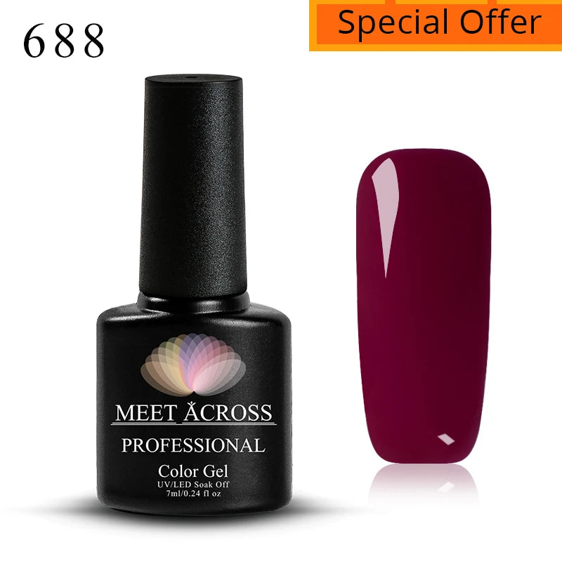 MEET ACROSS 7ml Reflective Glitter Gel Nail Polish Glitter Reflective Effect Semi Permanent UV LED Nail Art Gel Varnish Manicure