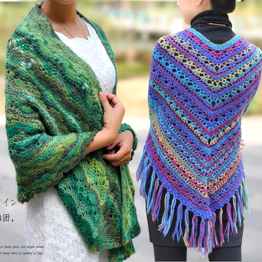 50g/Ball Multicolor Self-Striping 100% Wool Yarn Chunky Knitting for Women Scarves Cape Making Gift Idea Handmade Craft Supplies