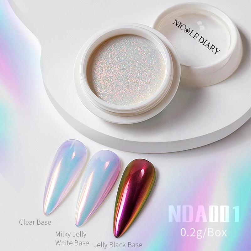 1Box Moonlight Nail Powder Silver Fine Glitter Metallic Effect Pigment UV Gel Polish Dust Aurora Nail Decorations