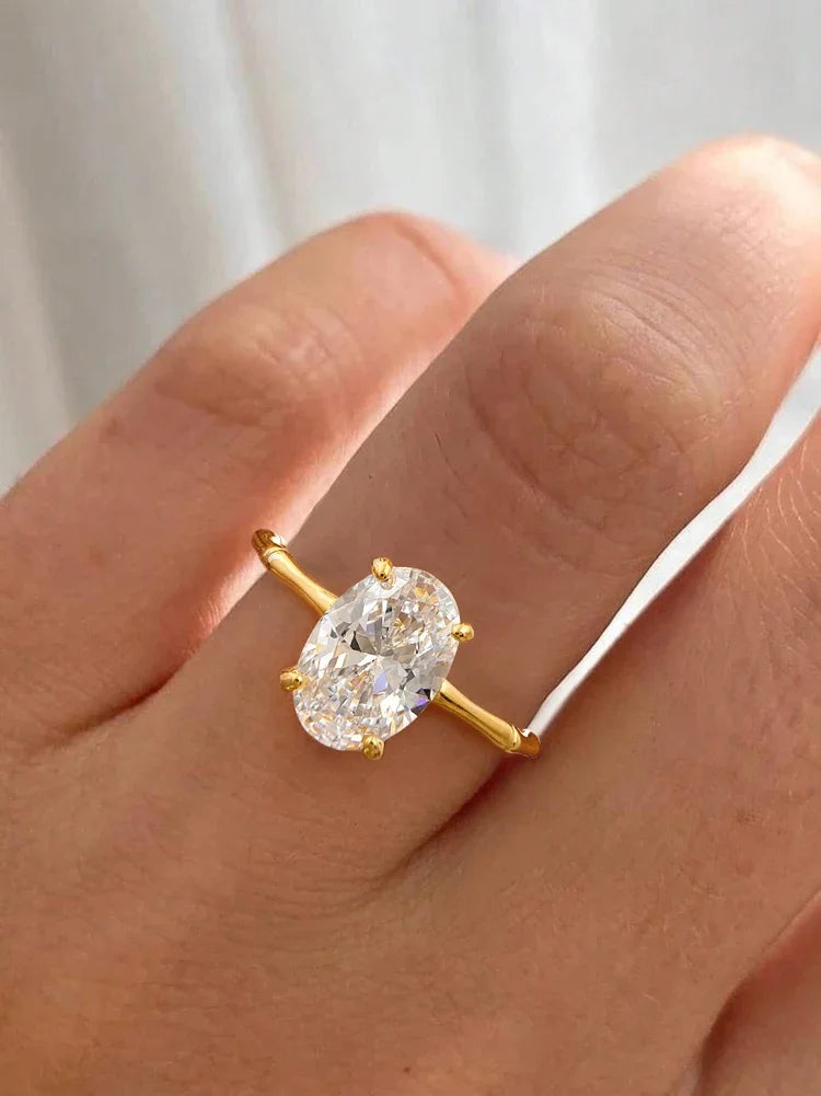 925 Sterling Silver Elliptical Horse Eye Fashionable Zircon Ring For Women Engagement Wedding Luxury High Quality Fine Jewelry