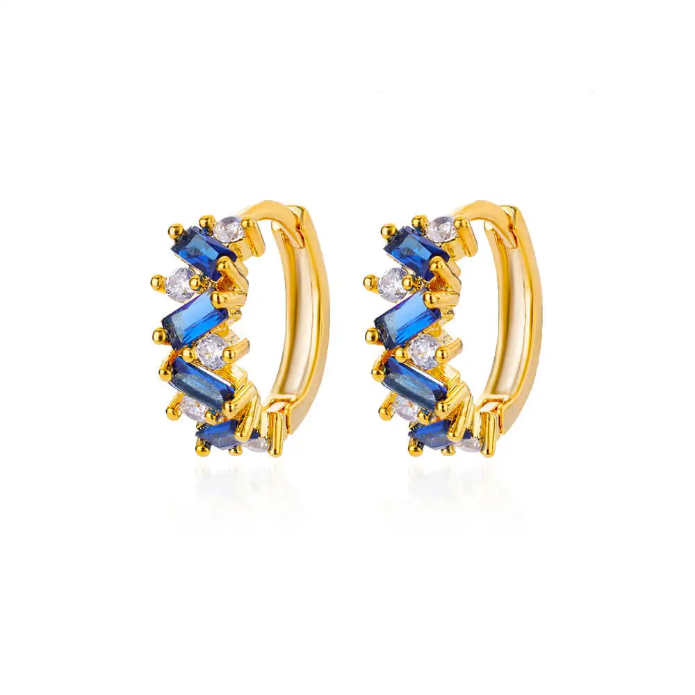 Rainbow Cubic Zirconia Hoop Earrings For Women 2023 Trending Round Gold Plated Stainless Steel Earrings Luxury Jewelry Gifts