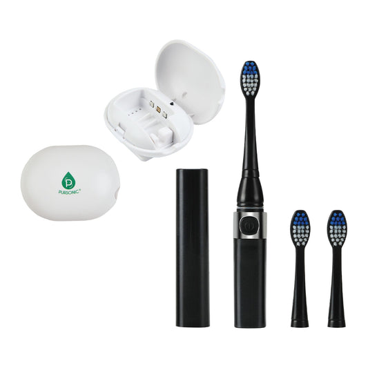 Pursonic Portable Oral Care Bundle – Black Sonic Toothbrush with Bonus Heads + Toothbrush UV Sterilizer-0