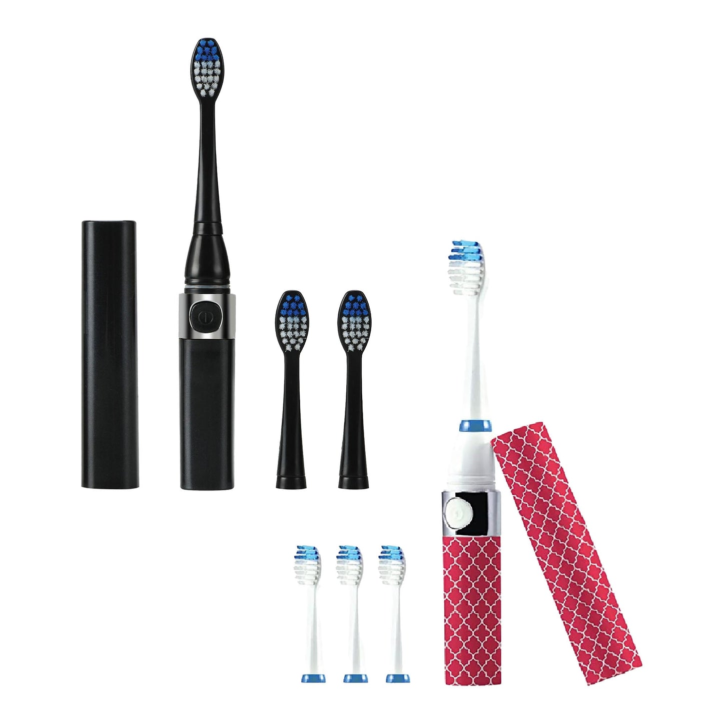 Pursonic Black & Pink Portable Sonic Toothbrush Bundle – Powerful On-the-Go Oral Care with 2 Travel-Ready Toothbrushes and Extra Brush Heads-0