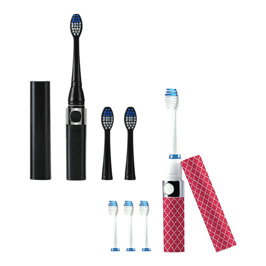 Pursonic Black & Pink Portable Sonic Toothbrush Bundle – Powerful On-the-Go Oral Care with 2 Travel-Ready Toothbrushes and Extra Brush Heads-0
