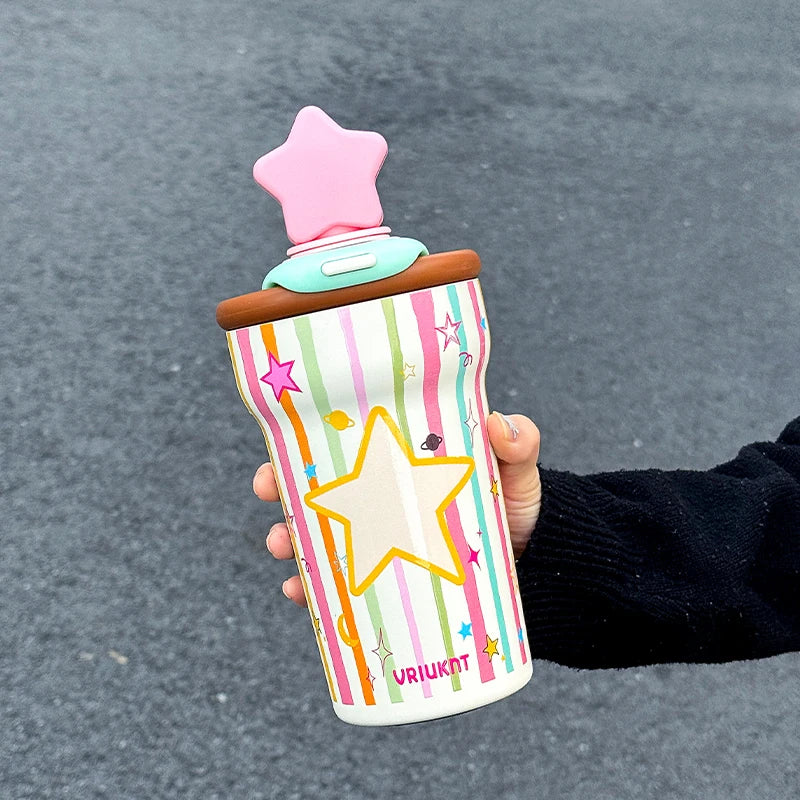 1 piece 760ML Office Star Desktop Portable Cup, High Appearance Level Cute Star Insulated Cup, Home and Outdoor Ice King Cup