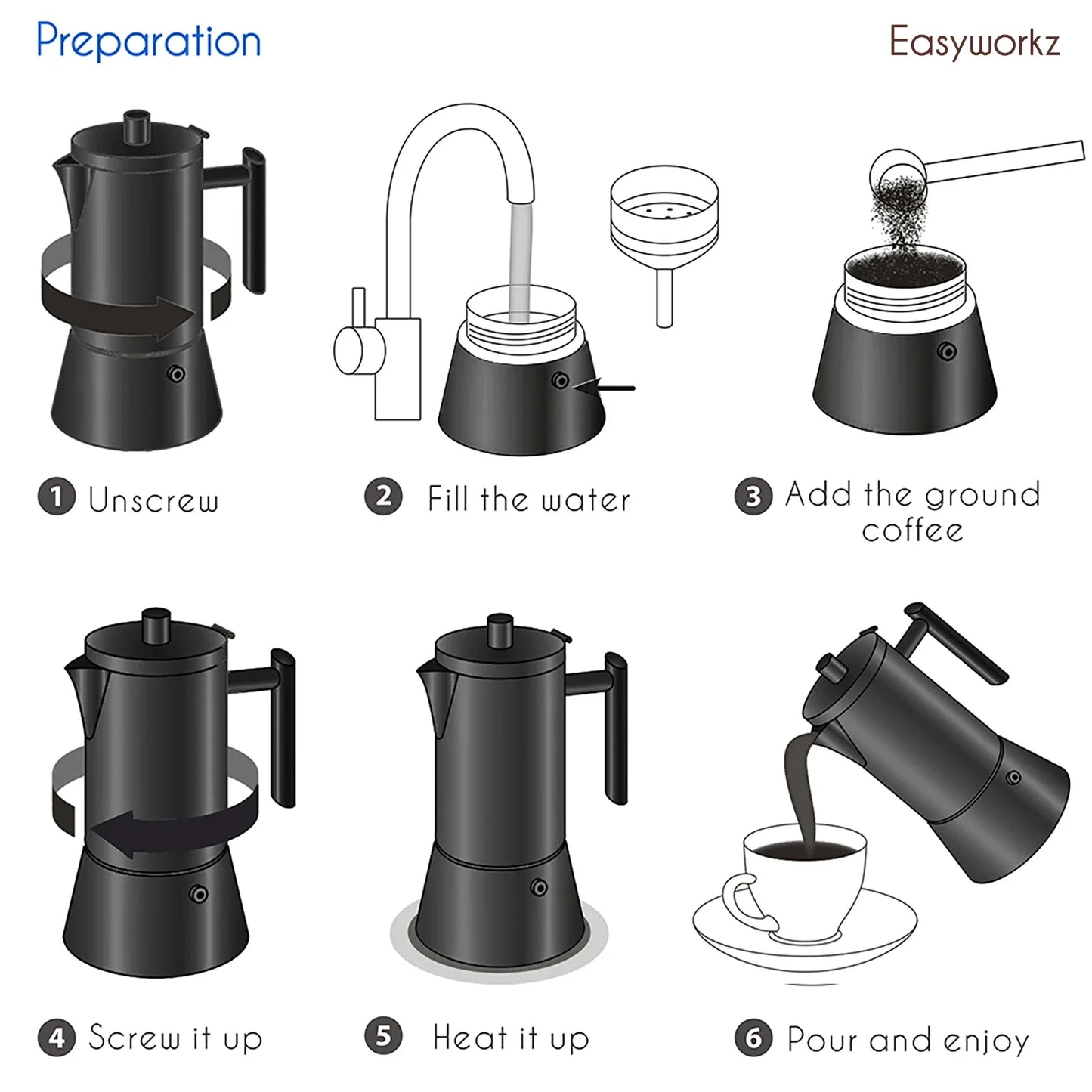 Easyworkz Stovetop Espresso Maker Stainless Steel Italian Coffee Machine Maker Moka Pot Induction Espresso Pot-3