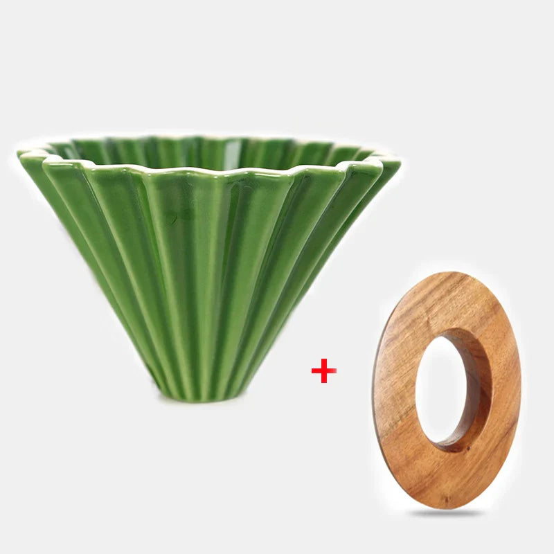 StepUp Coffee Origami Ceramic Pour Over Dripper, Handmade Cone Brewer-11
