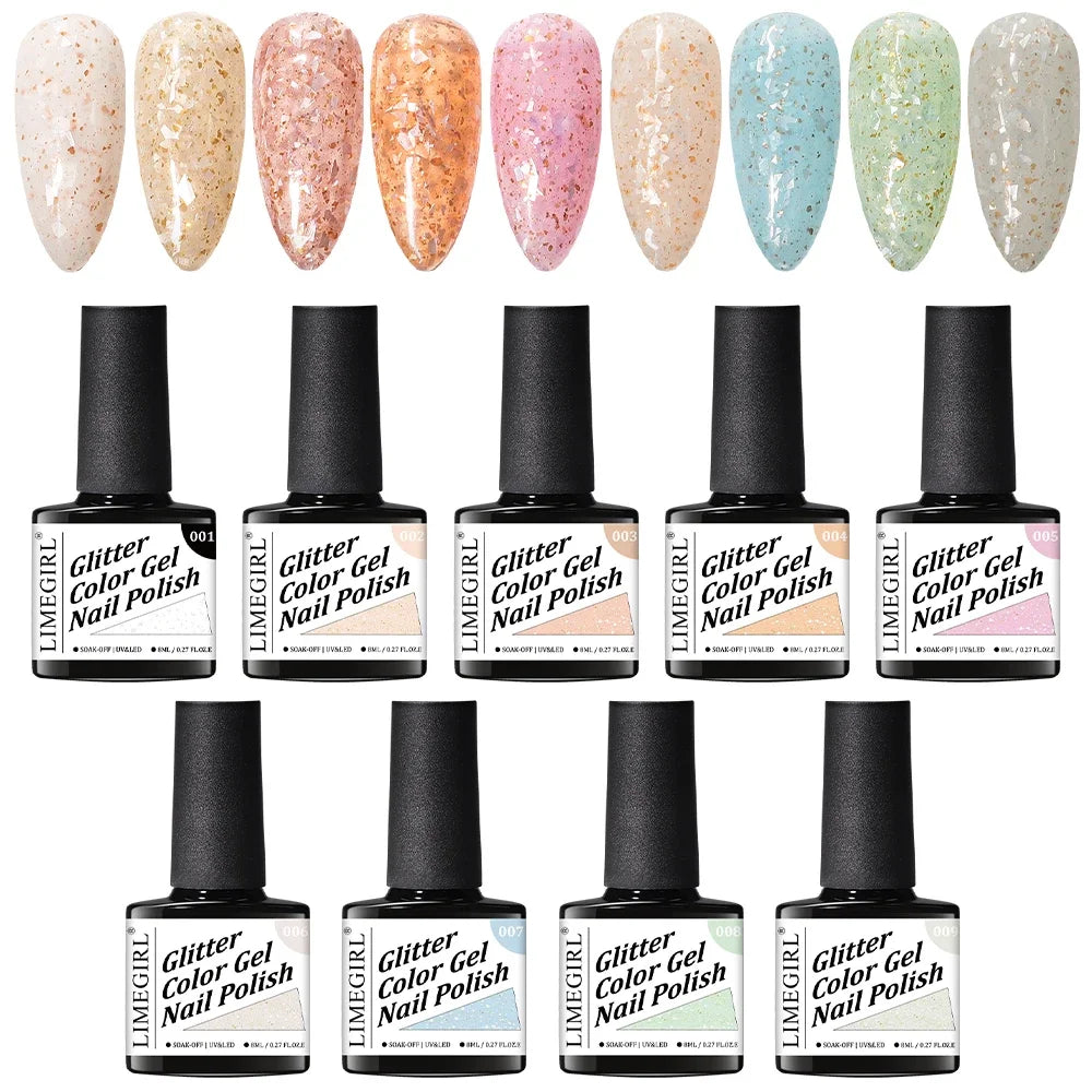 Limegirl 10ML Cat Eye Gel Nail Polish With Magnet Soak off UV Holographic Magnetic Rainbow Gel Polish for Nail Art DIY Manicure