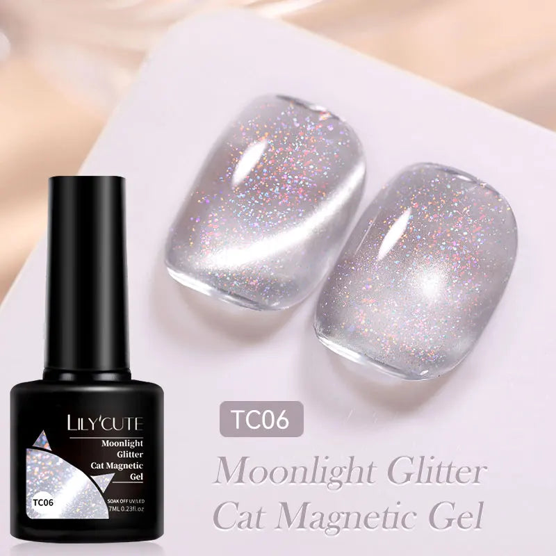 LILYCUTE 7ml Reflective Glitter Cat Magnetic Gel Nail Polish Semi permanent Soak Off UV LED Varnish Nail Supplies