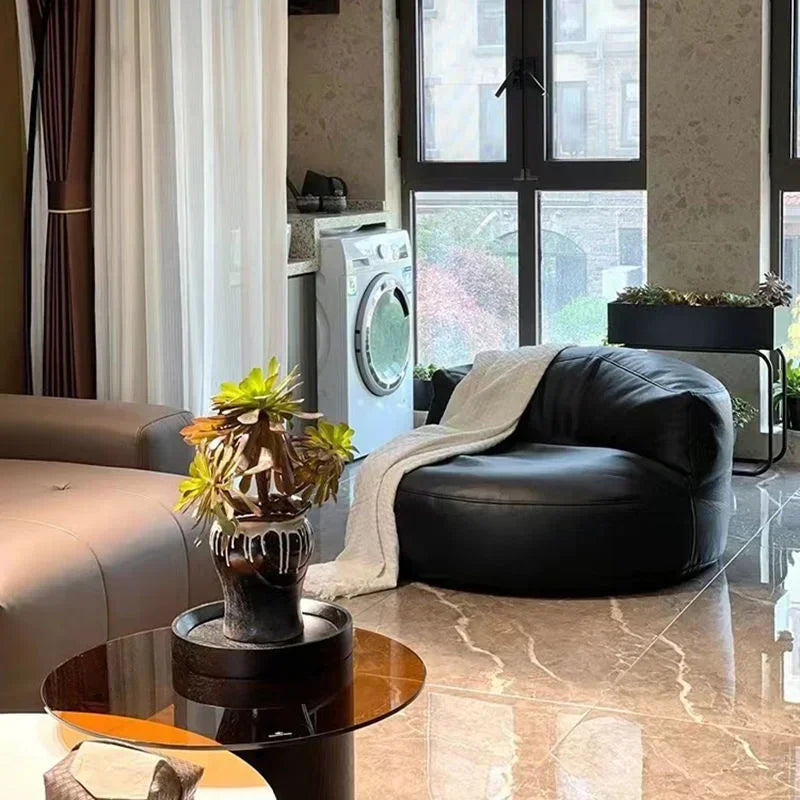 Lazy Sofa Reclining Couch Half Moon Sofa  Bedroom Tatami Seat Small Apartment Bean Bag Set Living Room Furniture Nordic Simple