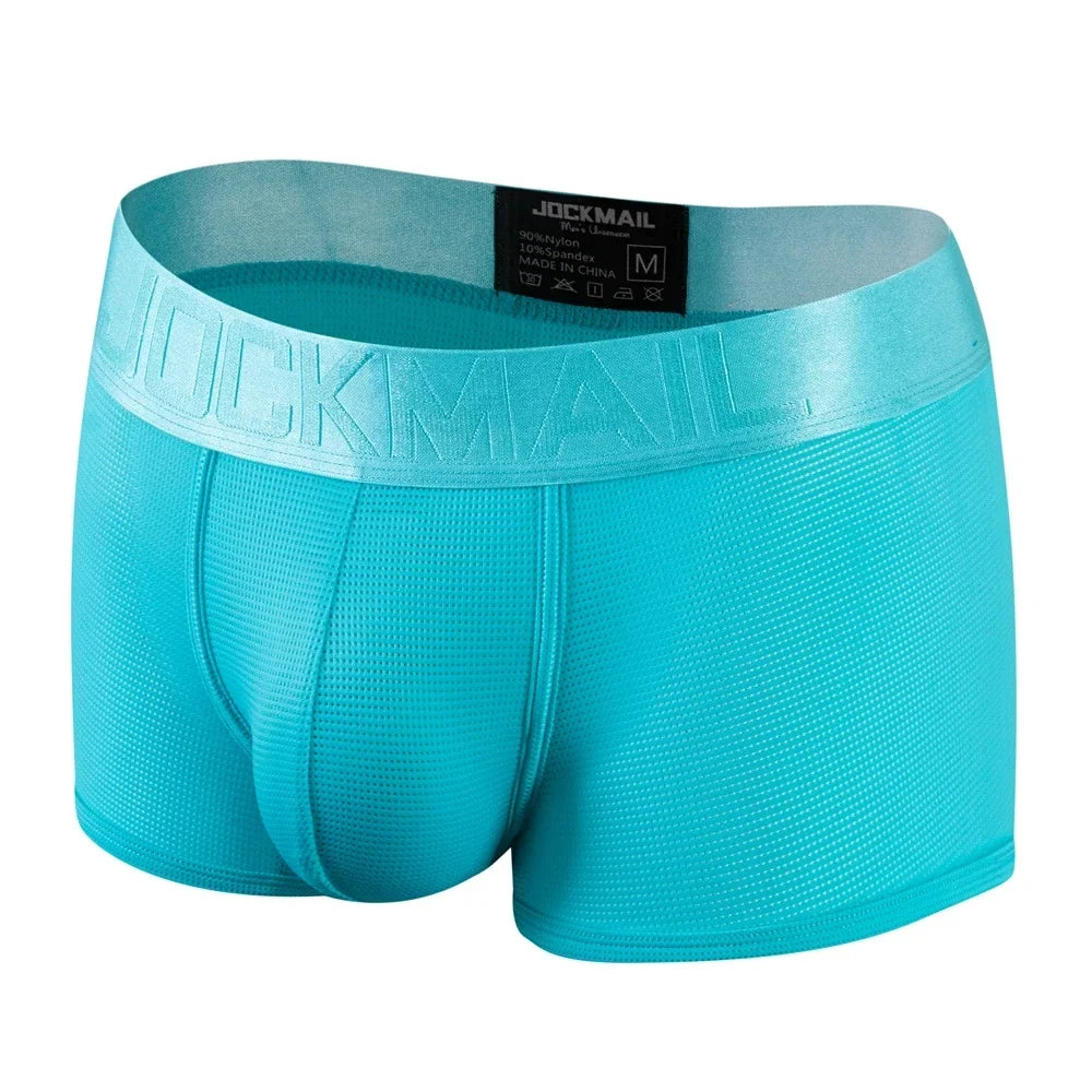 Fashion Fluorescent Color Men's Underwear Sporty Breathable Mesh Boxer Briefs Sexy Transparent Male Underpants Boxer Shorts