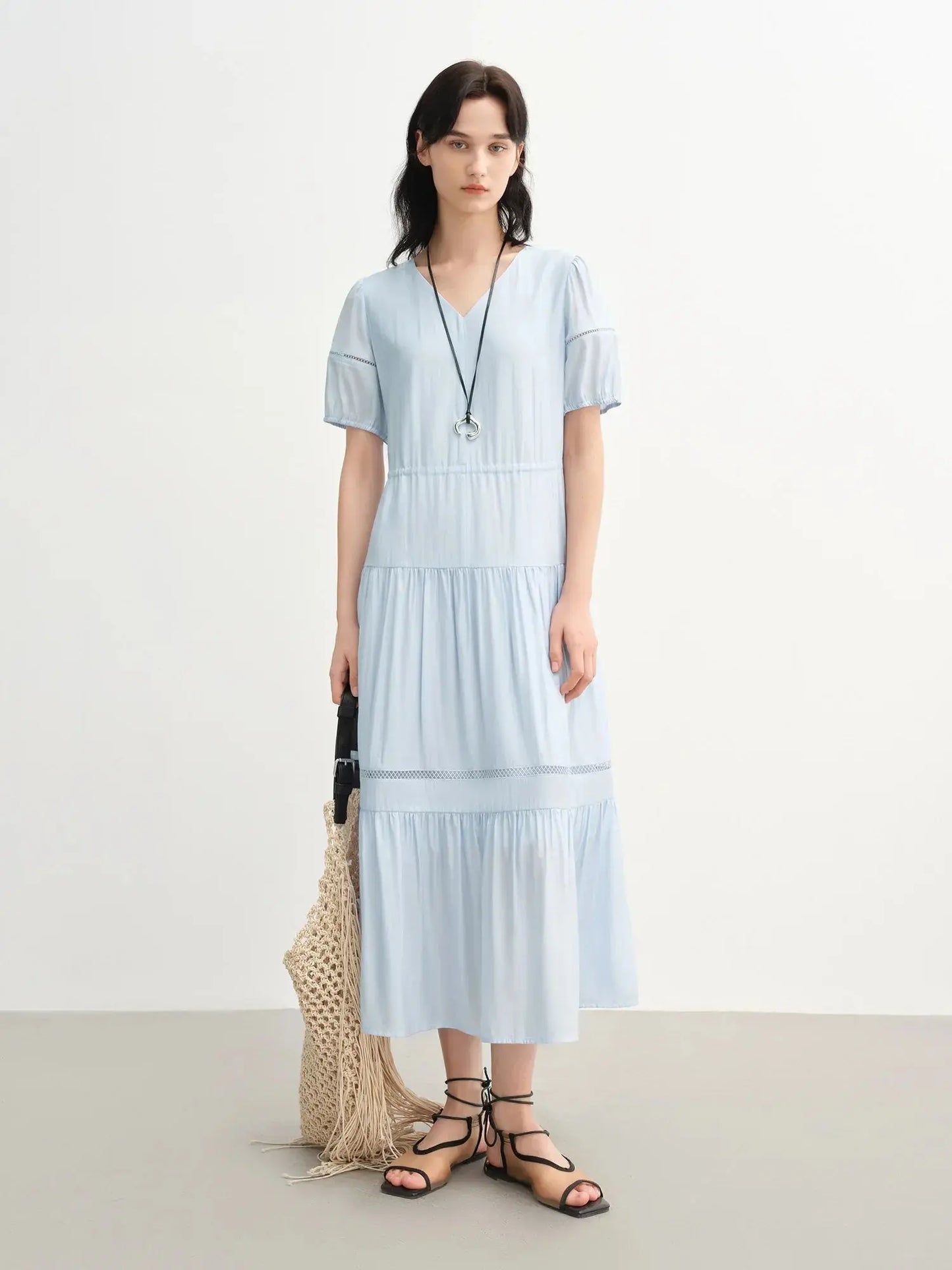 Breathable Linen Tiered Dress for a Flattering Curve