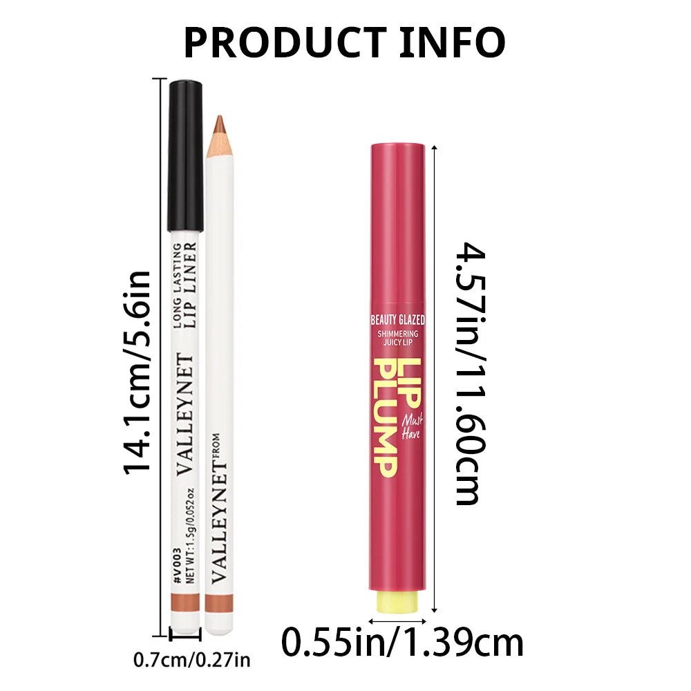 2Pcs/Set Matte Velvet Lip Liner + Moisturizing Lipstick - Long-lasting Waterproof Lip Set for a Natural Everyday Makeup Look