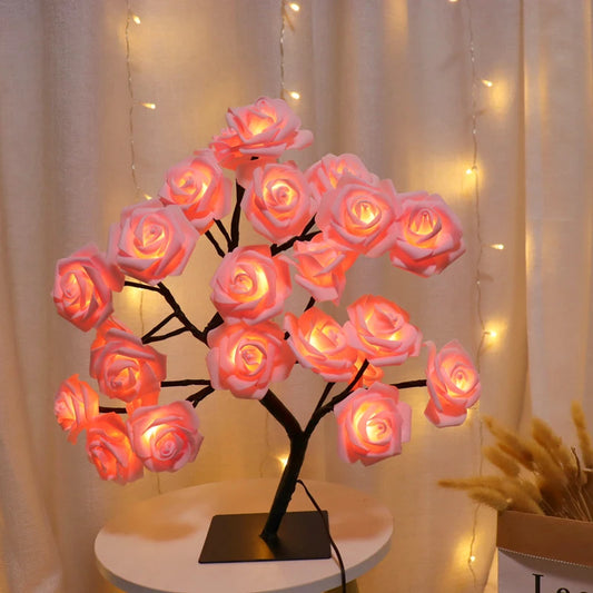LED-roosboomligte 24 LED's USB-bediende tafellamp Atmosfeerbeligting vir troue, partytjie, verjaardag, feesliefhebber, huisdekor
