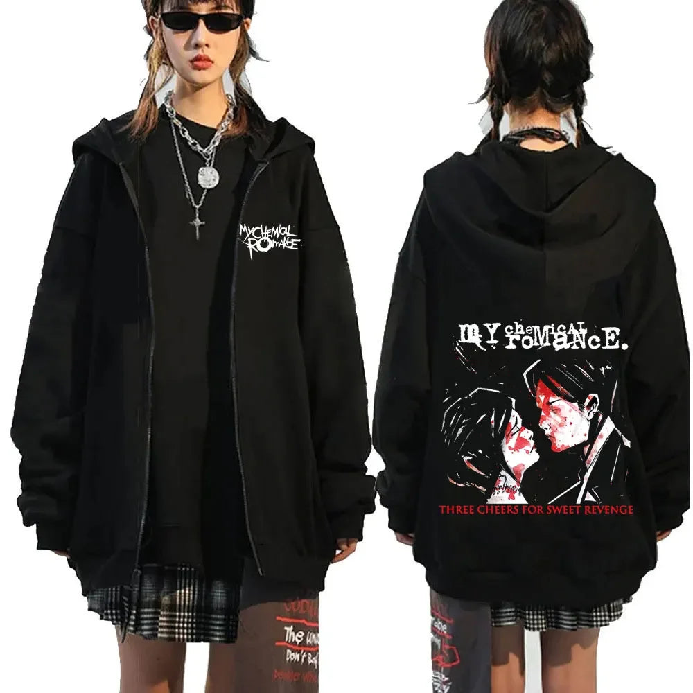 My Romantic Band (MCR) Reaper Zipper Hoodie Black Parade Punk Emotion Rock Zipper Hoodie Men's Fashion Retro Hip Hop Hoodie