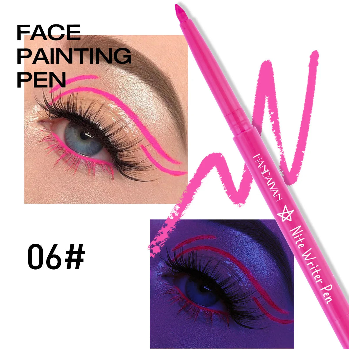 Fluorescent UV Light Neon Eyeliner Pen Waterproof Yellow Purple Orange Color Gel Eye Liner Pencil Eyes Make Up Cosmetics Tool