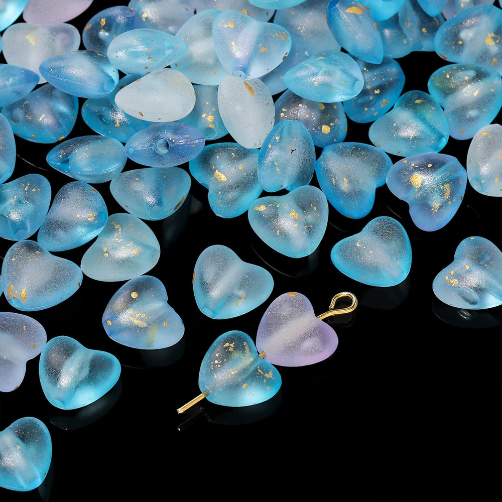 50pcs/lot Acrylic Heart Beads Gradient AB Color Large Crystal Loose Spacer Beads for Necklace Bracelet Pendant Jewelry Making