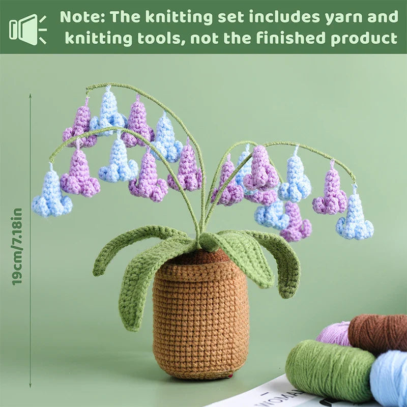 KRABALL Moth Orchid Crochet Kit for Beginners With Instruction Knitting Yarn Thread Needles Hook Easy Knit Tools Accessories Set