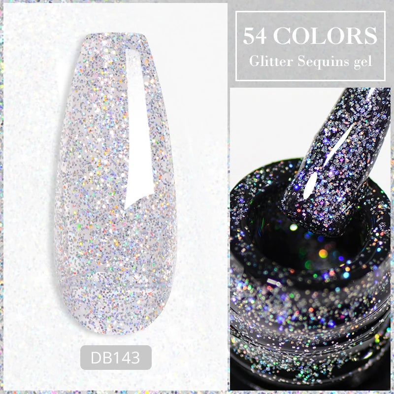 7ml Glitter Reflective Gel Nail Polish Sparkling Soak Off UV LED Gold Silver Black Pink Gel Polish Starter Kit For Home Salon