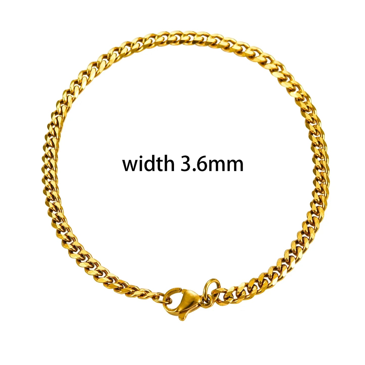 Thickness 3.6/5/7/9mm Men's Stainless Steel Cuban Bracelet Gold and Silver Color Punk Hip Hop Fashion Jewelry