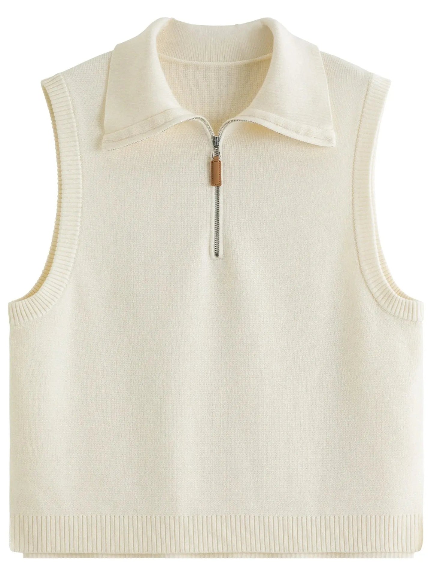 Lapel Collar Button-Up Knit Vest for Women
