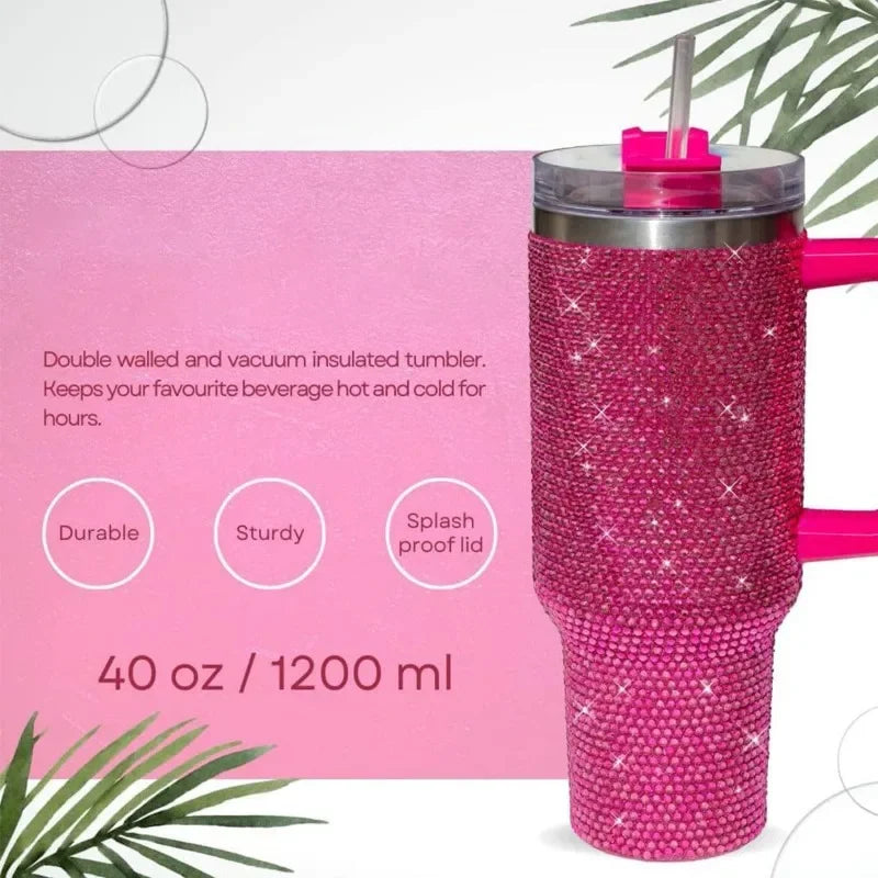 Shine Bright - Handmade 40oz Sparkling Rhinestone Stainless Steel Tumblers
