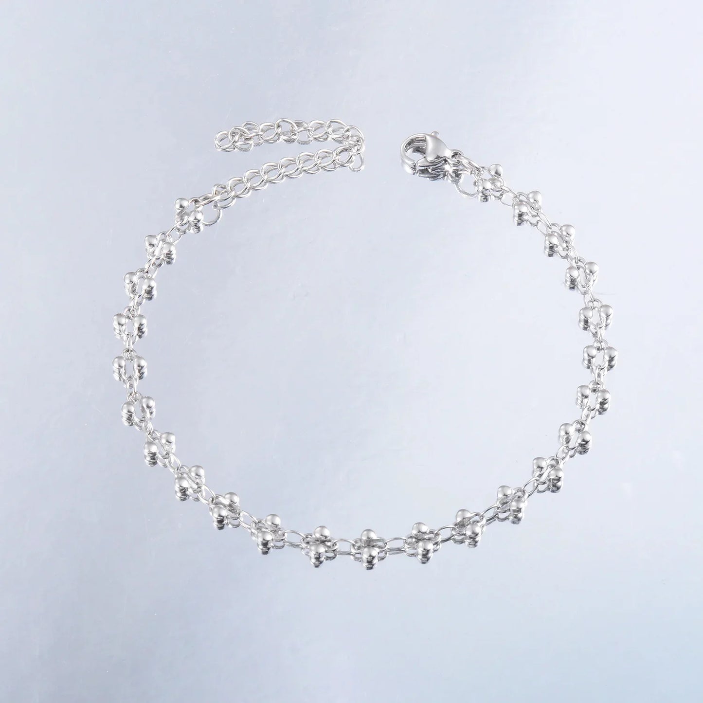 Flower Shape Stainless Steel Bracelet Gold And Sliver Color Cross Pattern Handmade Chain For Women Jewery Gift