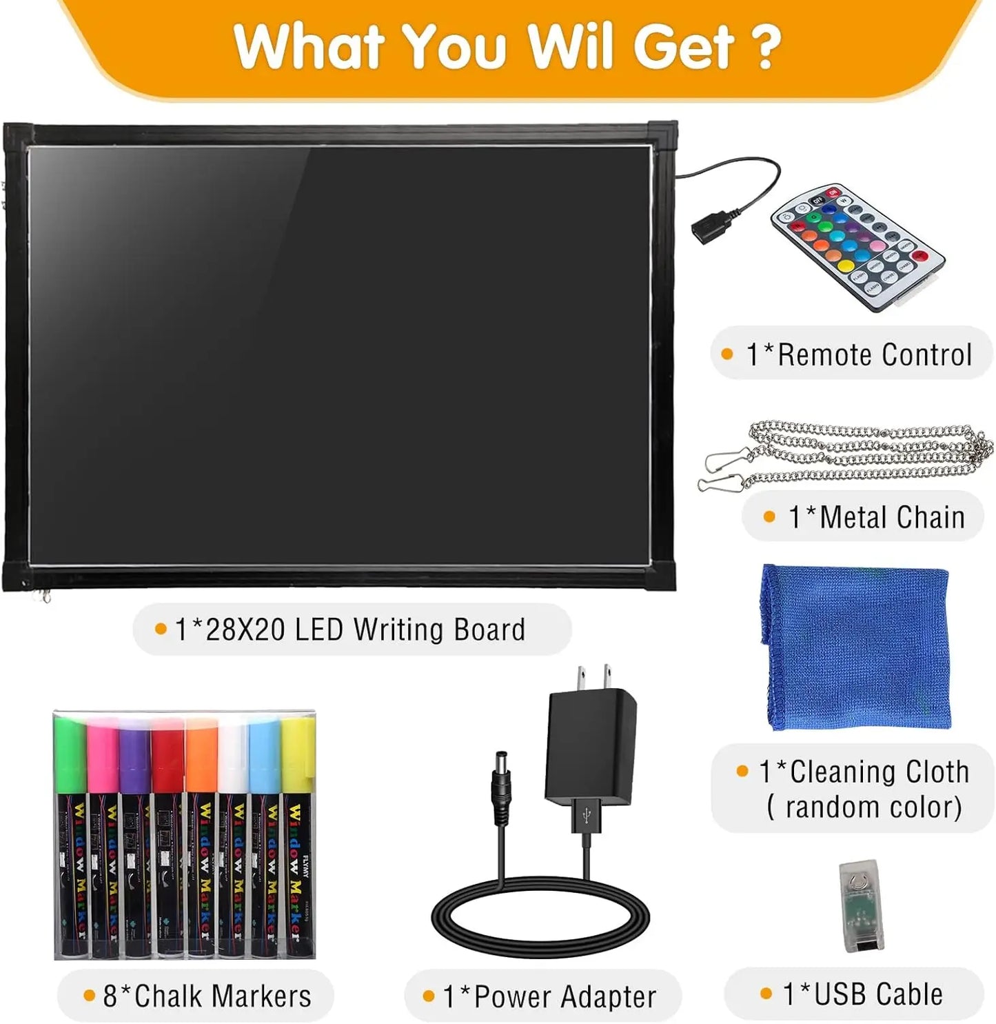 28x20 Inch LED Neon Message Board with Remote, 12 Colors & Flashing Modes, Erasable Menu Sign for Restaurants and Parties