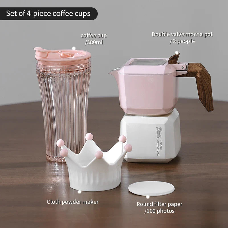 Double Valve Moka Pot Square Coffee Pot Espresso Pot Coffee Extraction Maker-6