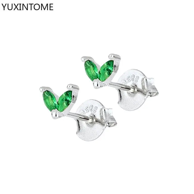 925 Sterling Silver Ear Needle Green Zircon Stud Earrings for Women Luxury Long Chain Geometric Gold Earrings Fashion Jewelry
