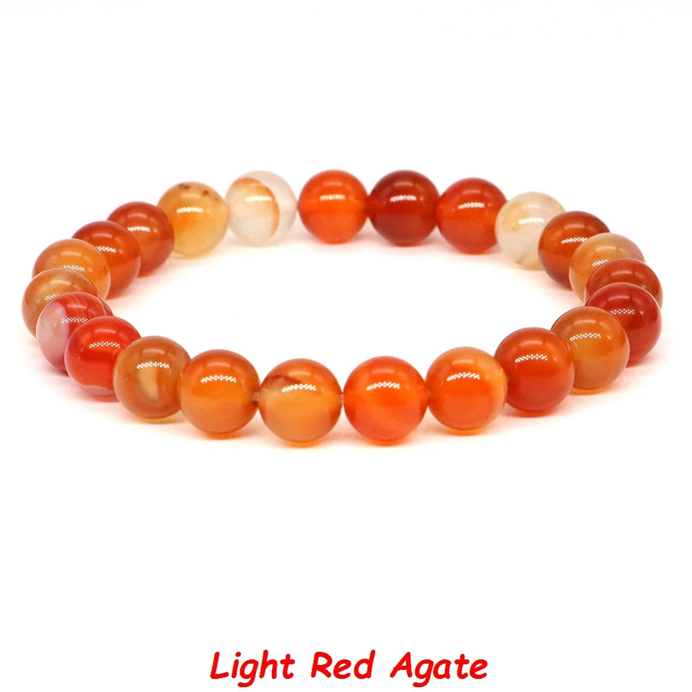 Natural Stone Bracelet Healing Crystal Amethyst Quartz Agate Round Loose Bead Elastic Stretch Bangle For Women Men Jewelry Gifts