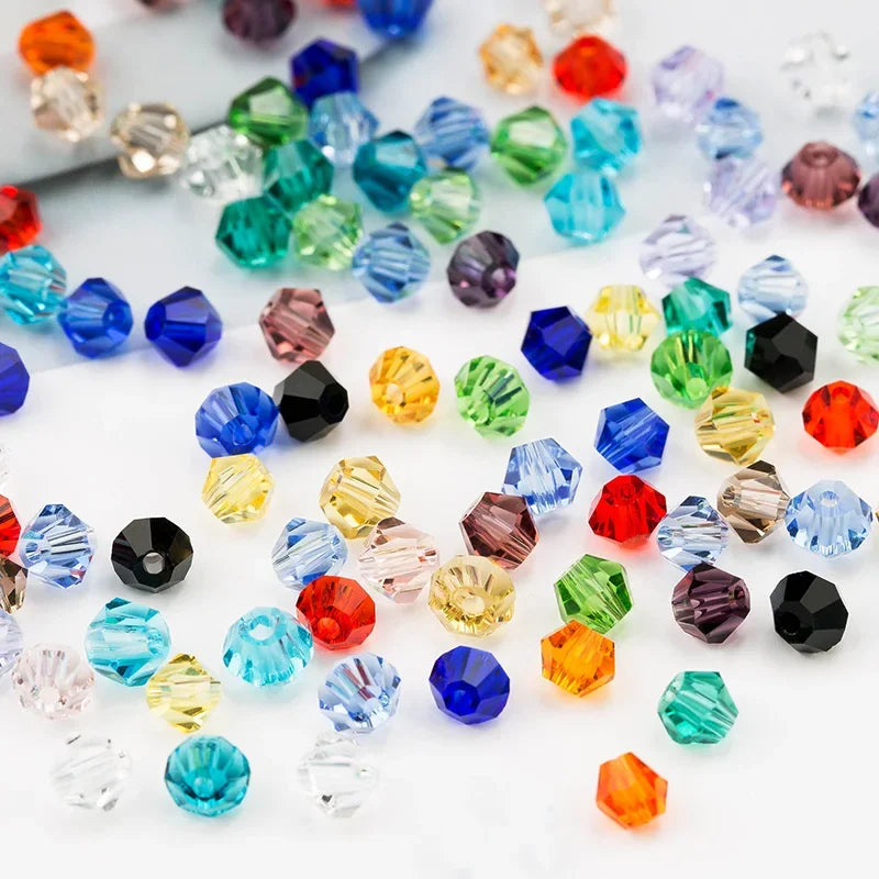 200pcs Glass Bicone Beads 4mm Crystal Beads Jewelry Making Supply for DIY Projects, Bracelets, Necklaces, Earrings