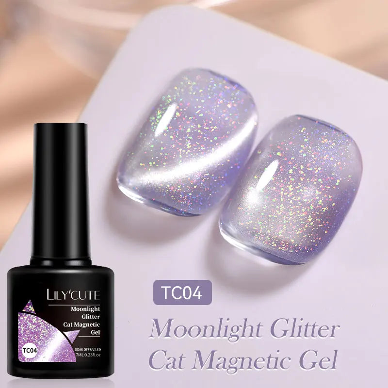 LILYCUTE 7ml Reflective Glitter Cat Magnetic Gel Nail Polish Semi permanent Soak Off UV LED Varnish Nail Supplies