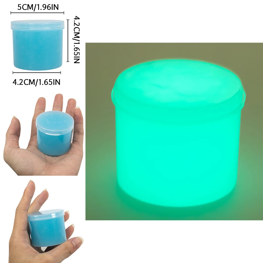 70/300ml Large Glow in the Dark Crystal Slime Toy Non-Stick Super Soft Stress Relief Putty for Kids Party Favors Birthday Gifts