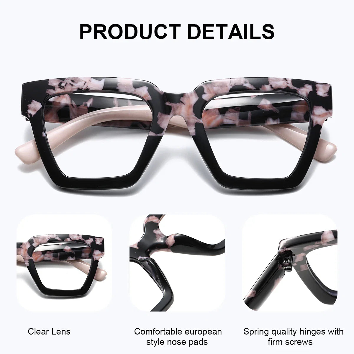 BARCUR Large Fashionable Frame Pink Reading Glasses for Women – Stylish Square Thick Frame Eyewear with Multi-Degree Options for Men & Women – Lightweight Blue Light Blocking Computer Glasses with White Gift Box for Home Office & Study