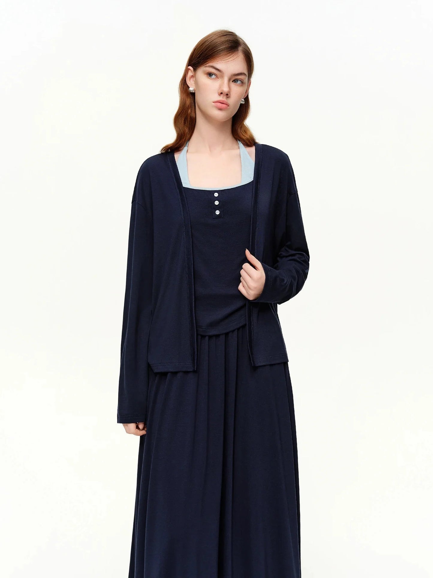 Spring 3-Piece Casual Skirt Suit Women's Color-Block Set