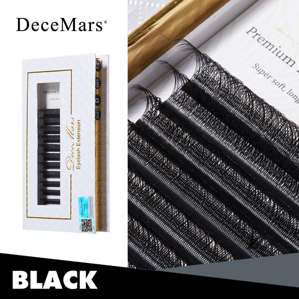 DeceMars YY Shape  Black Brown Eyelashes Extensions Two Tip Lashes C/D Curl High Quality Individual