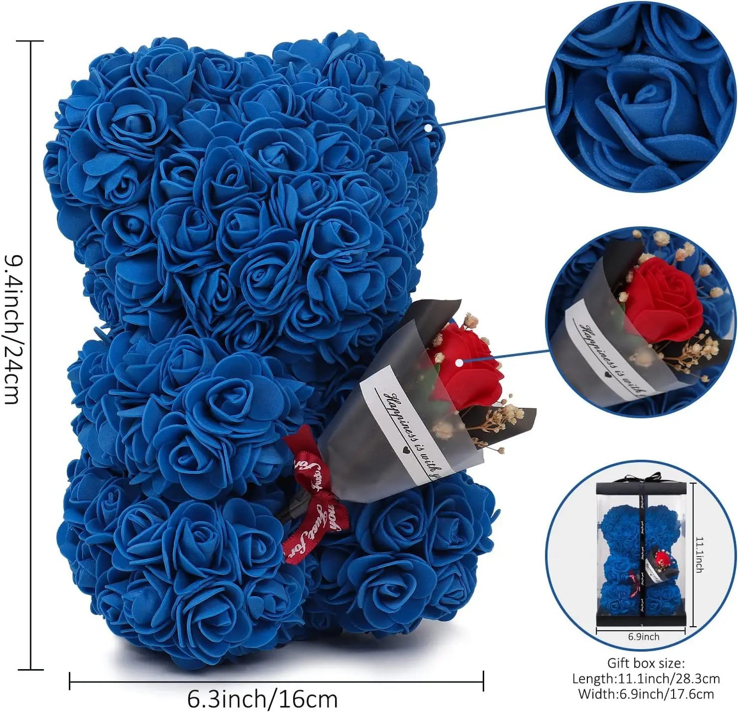 2024 New Artificial Flower Eternal Rose Teddy Bear for Mom Mother's Day Birthday Valentine's Day Anniversary Gifts & Decorations