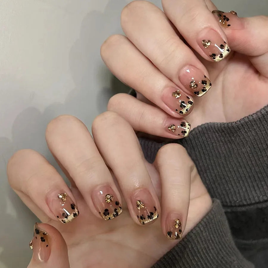 24pcs Colorful Square Press on Nails Gradient False Nails Simple Wearable Stick-on Nails Fake Nail Накладные Ногти 네일팁 Uñas