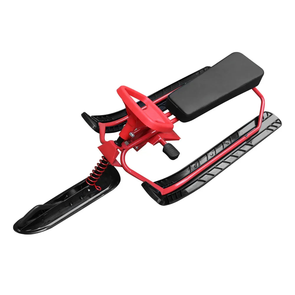 Snow Racer Ski Sled with Steering Wheel and Twin Brakes