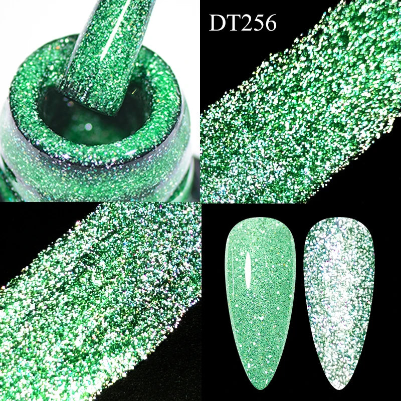 MEET ACROSS 7ml Reflective Glitter Gel Nail Polish Glitter Reflective Effect Semi Permanent UV LED Nail Art Gel Varnish Manicure