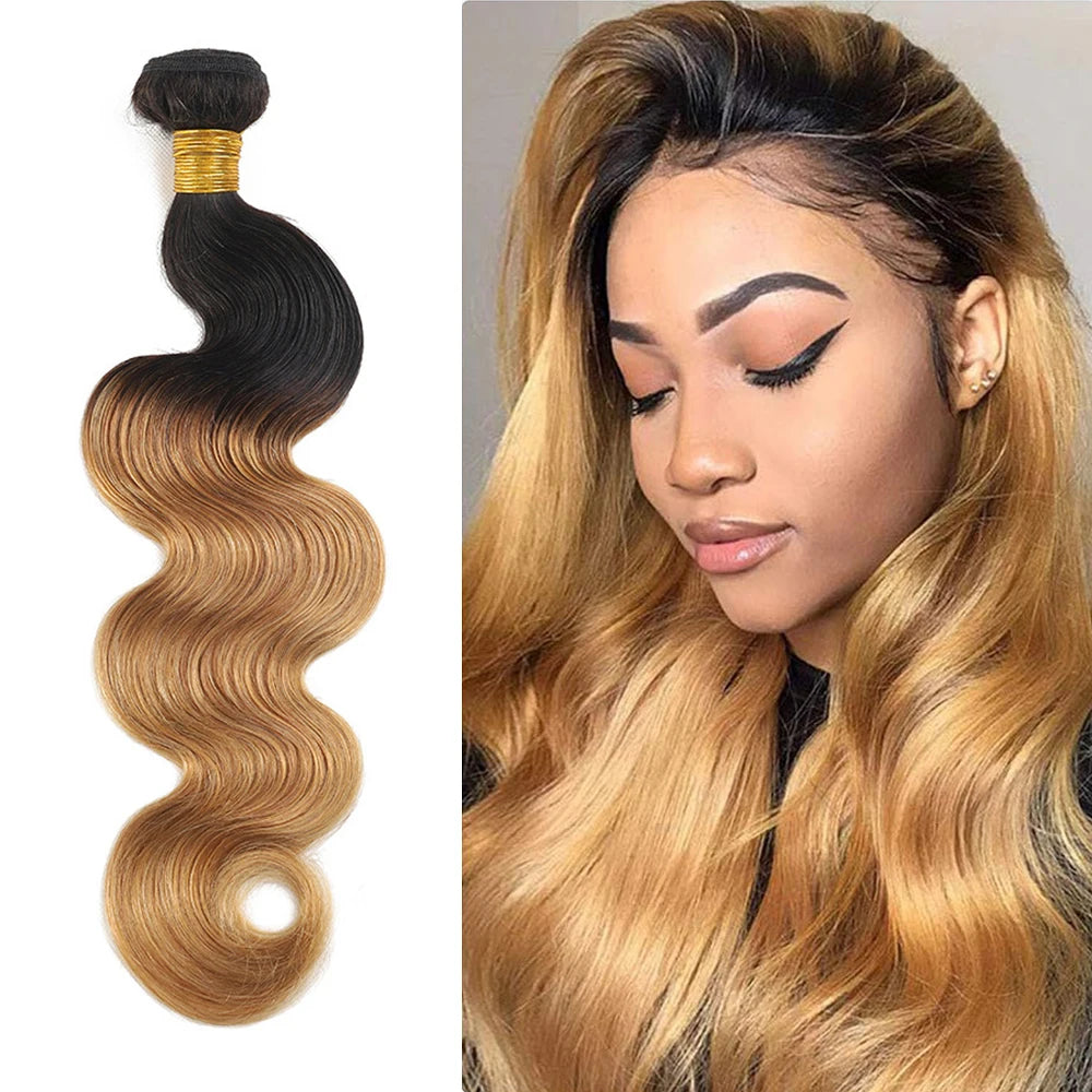 Body Wave Blonde Bundles Human Hair Ombre Bundles 1B/27 Honey Blonde Human Hair Bundles Black To Blonde Hair Weave For Women