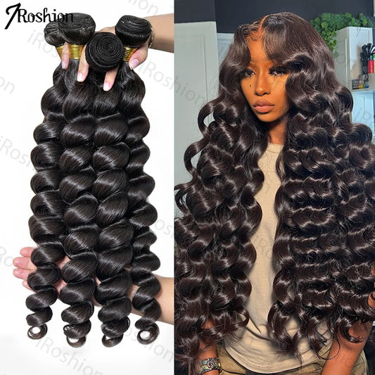 30 32 Inch Loose Wave 3 4 Bundles Raw Virgin Unprocessed Remy Human Hair Brazilian Loose Deep Wave Human Hair Bundles Extensions