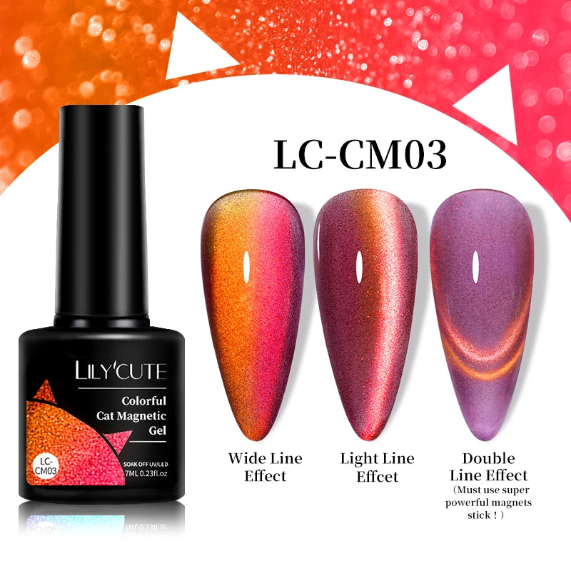 LILYCUTE 7ml Reflective Glitter Cat Magnetic Gel Nail Polish Semi permanent Soak Off UV LED Varnish Nail Supplies