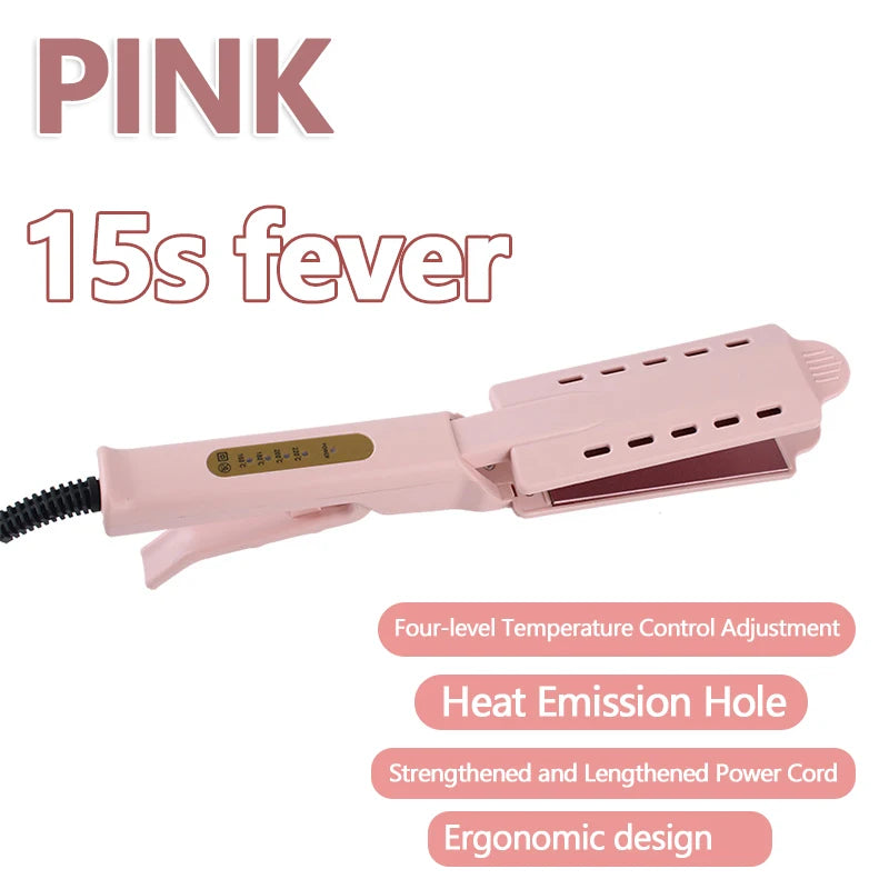 Hair Straightener Curling Iron Dual Use 4 Temperature Settings Portable Styling Tool for Straight Curly Air Bangs